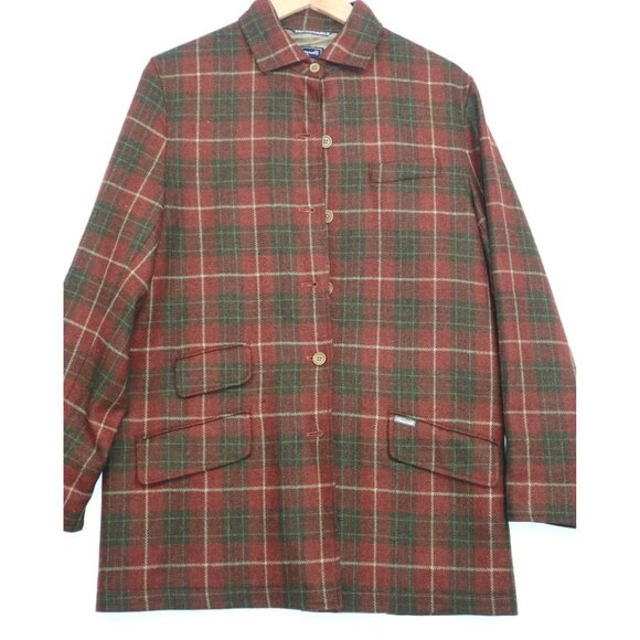 Faconnable Wool Cashmere Blend Plaid Coat Mens M Button Preppy Old Money - Picture 1 of 12